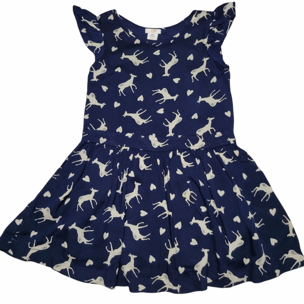 Joe Fresh Deer and Heart Dress Navy Blue Sz 8